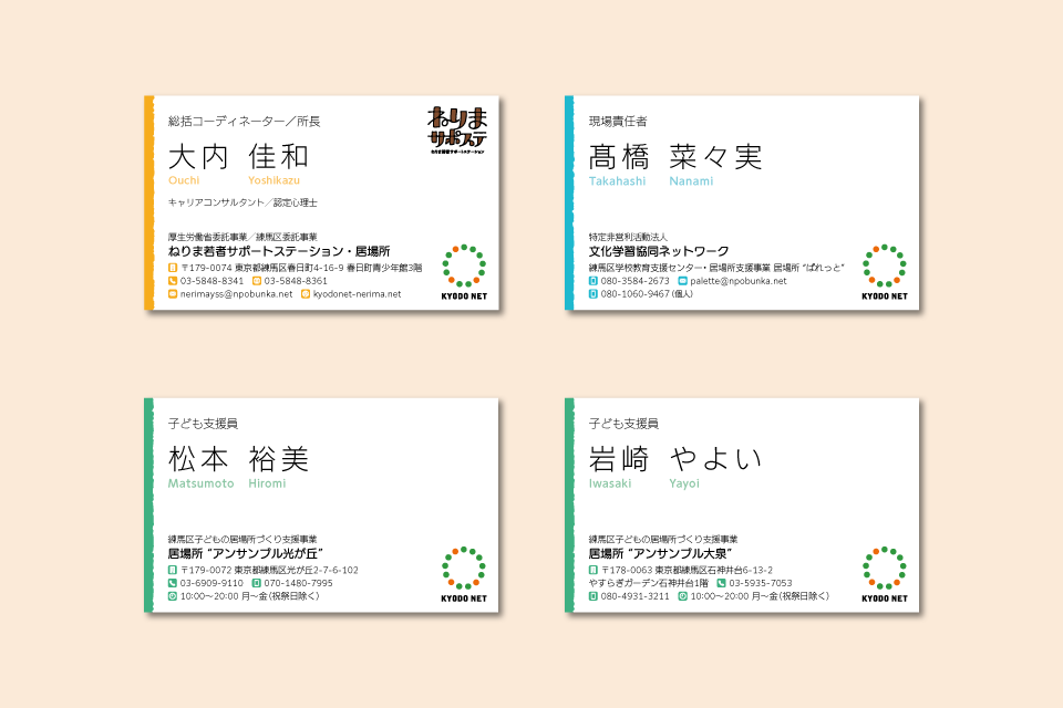 協同ネット練馬事業 名刺のデザイン 4パターン